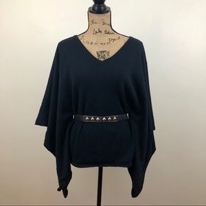 TALBOTS NAVY PIMA COTTON BELTED PONCHO
